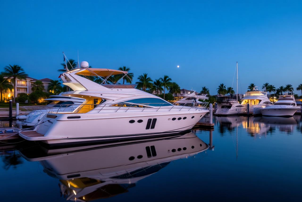 Center console boat idling in a Florida channel